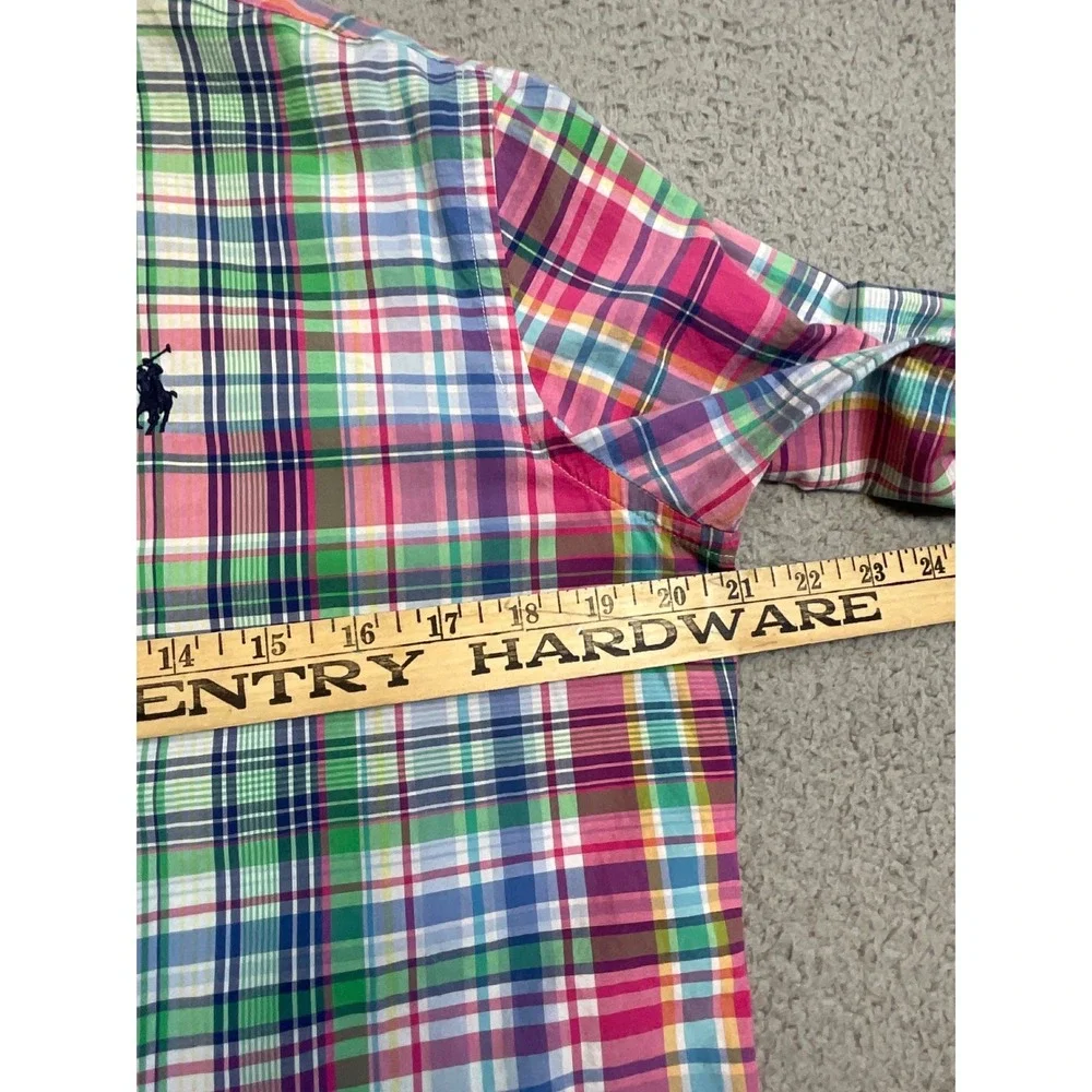 Ralph Lauren Shirt Button Down Kids M Multi-Color Plaid Long Sleeve Preppy